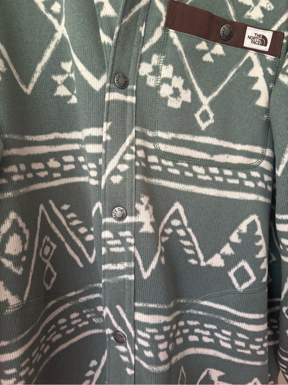The North Face Fleece Jacket - Sage Green & Brown Trim - Picture 4 of 11